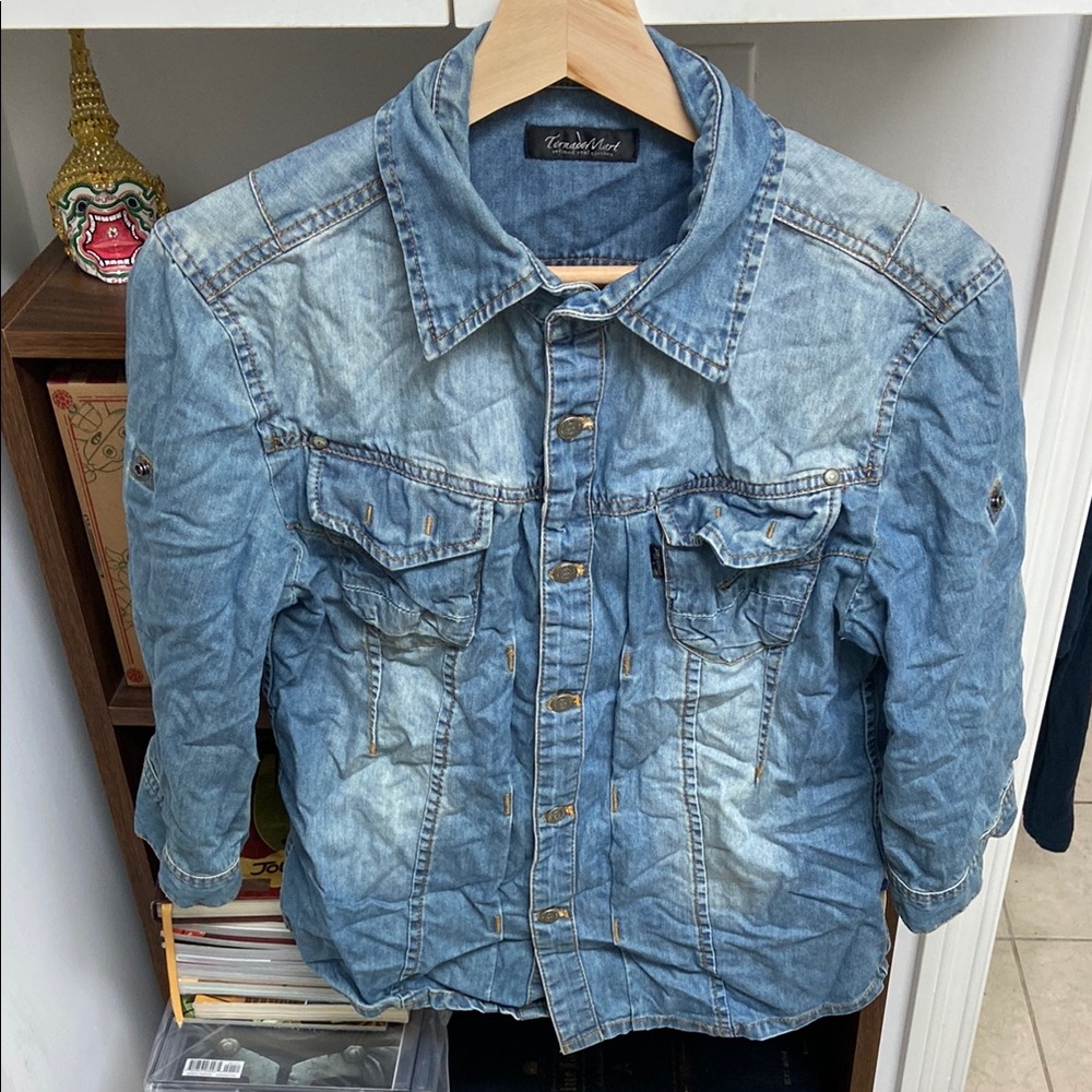 Japanese Style Denim Button-Up Shirt